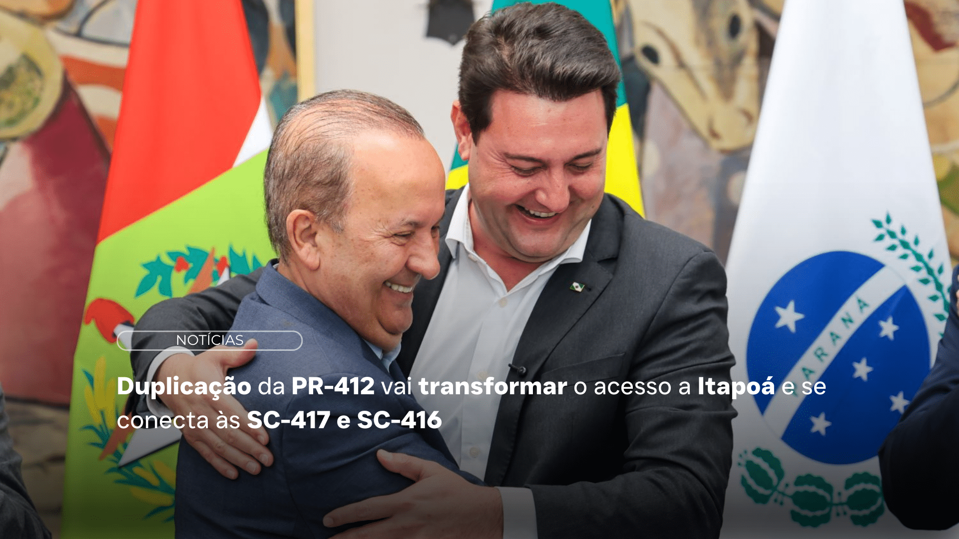 Jorginho Melo e Ratinho Junior se abraçando