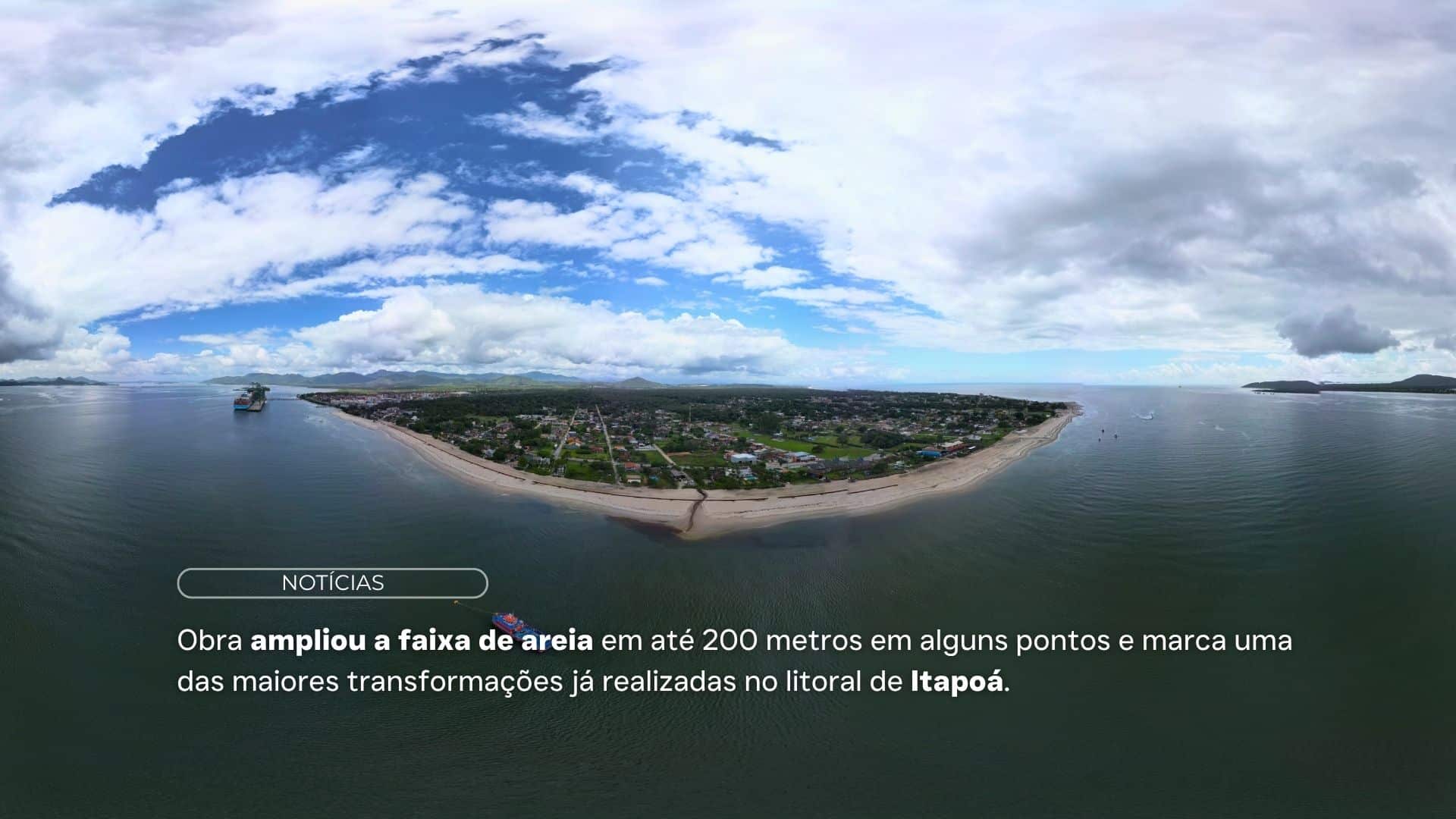 Obra ampliou a faixa de areia em até 200 metros em alguns pontos e marca uma das maiores transformações já realizadas no litoral de Itapoá.